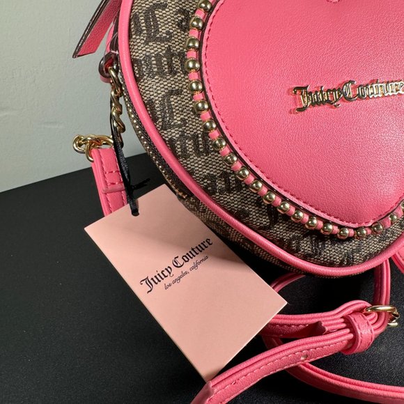 Juicy Couture Taupe DK Brown Love Never Dies Mini Tote Crossbody Pink - NWT - Picture 6 of 7